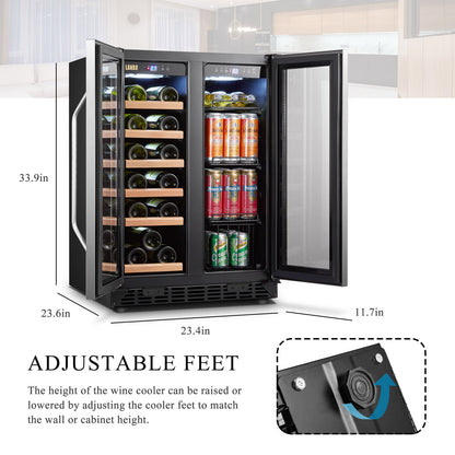Lanbo Freestanding Refrigeration 18 Bottle and 55 Can Dual Zone Freestanding/Built-In Wine & Beverage Refrigerator