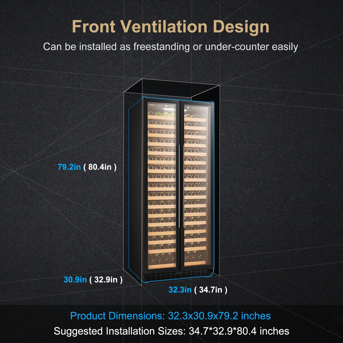 Lanbopro 289 Bottle Single Zone Freestanding/Built-In Wine Refrigerator